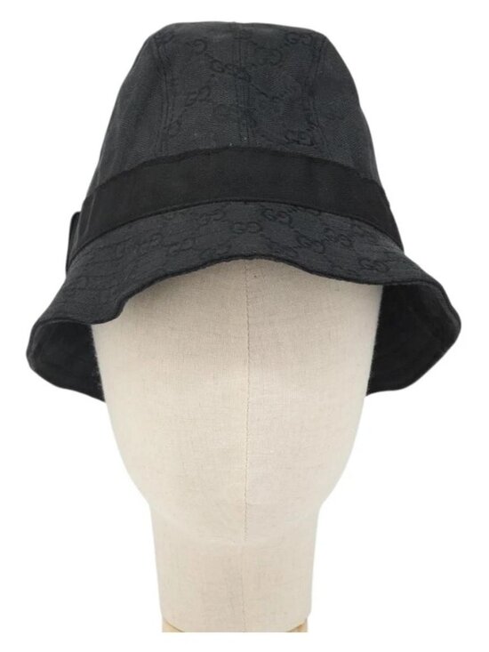 GUCCI GG Canvas Bucket Hat L Black Auth hk3506 main image 10